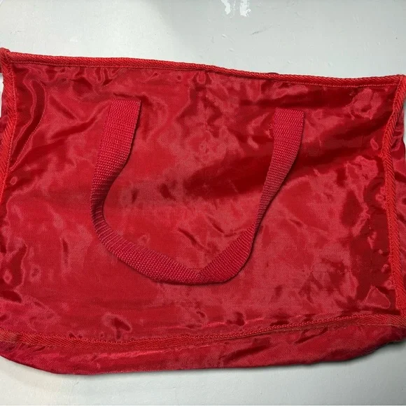 Vintage 80s Snoopy Peanuts Red Nylon Tote Bag - Woodstock - Rare Zipper Pull - Picture 4 of 9